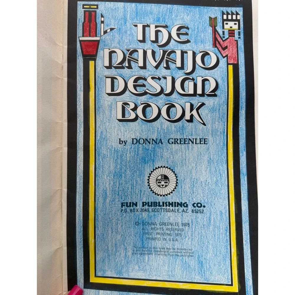 Vintage 1975 The Navajo Design Book Donna Greenlee First‎ Printing Coloring Book